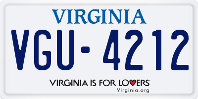 VA license plate VGU4212