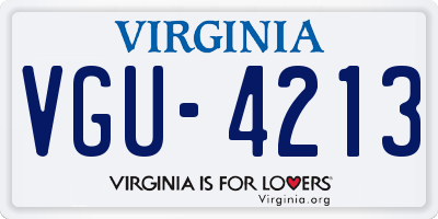 VA license plate VGU4213