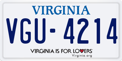 VA license plate VGU4214