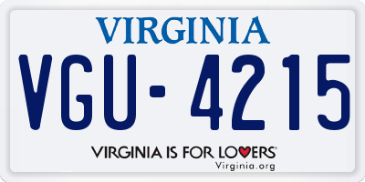 VA license plate VGU4215