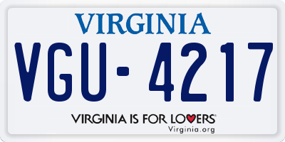 VA license plate VGU4217