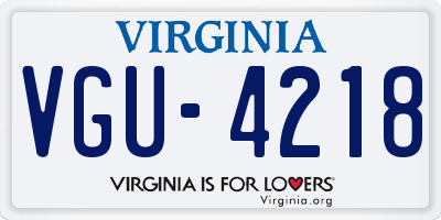 VA license plate VGU4218