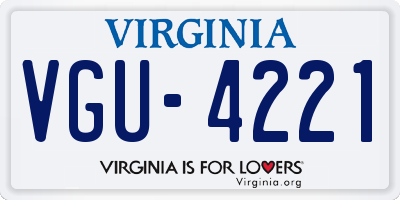 VA license plate VGU4221