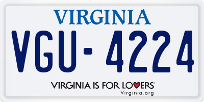 VA license plate VGU4224