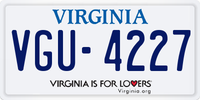 VA license plate VGU4227