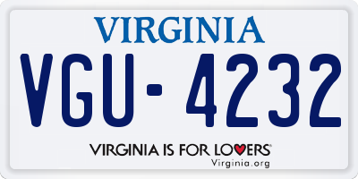 VA license plate VGU4232