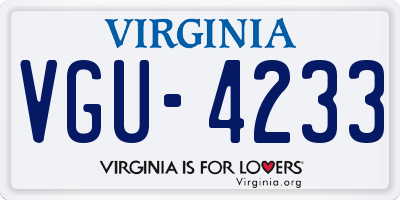 VA license plate VGU4233