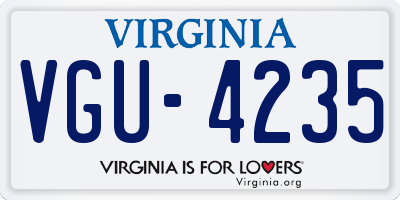 VA license plate VGU4235