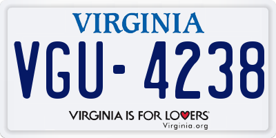 VA license plate VGU4238