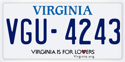 VA license plate VGU4243