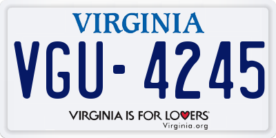 VA license plate VGU4245