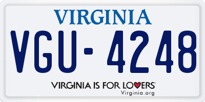 VA license plate VGU4248