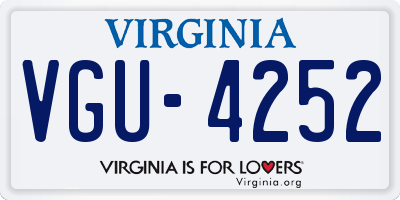 VA license plate VGU4252