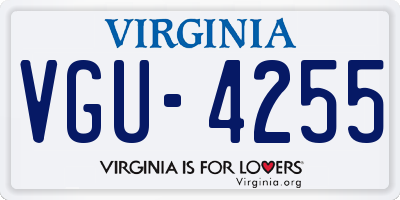 VA license plate VGU4255