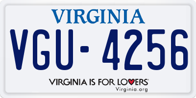 VA license plate VGU4256
