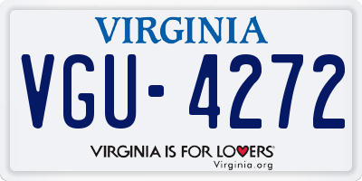 VA license plate VGU4272