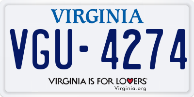 VA license plate VGU4274