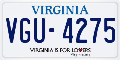 VA license plate VGU4275
