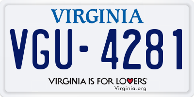 VA license plate VGU4281