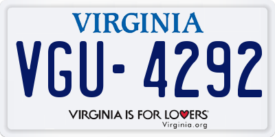 VA license plate VGU4292