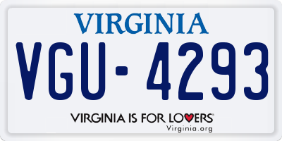 VA license plate VGU4293