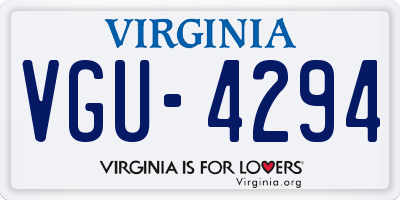 VA license plate VGU4294