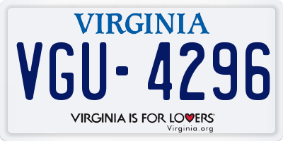 VA license plate VGU4296
