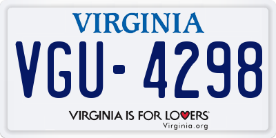 VA license plate VGU4298