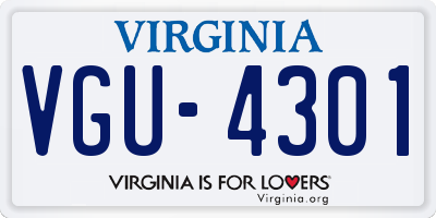 VA license plate VGU4301