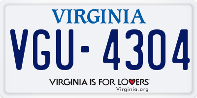 VA license plate VGU4304