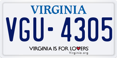 VA license plate VGU4305