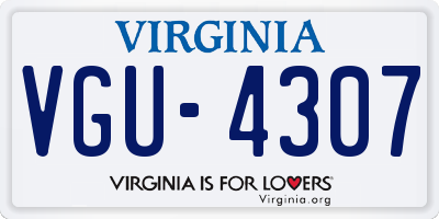 VA license plate VGU4307