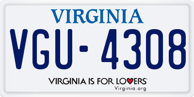 VA license plate VGU4308