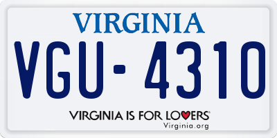 VA license plate VGU4310
