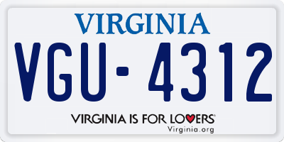 VA license plate VGU4312