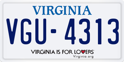 VA license plate VGU4313