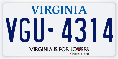 VA license plate VGU4314