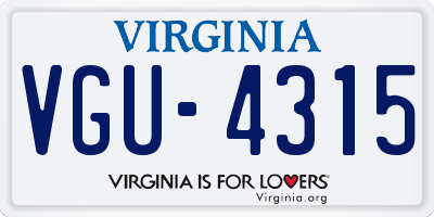 VA license plate VGU4315