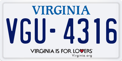 VA license plate VGU4316