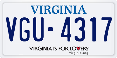 VA license plate VGU4317