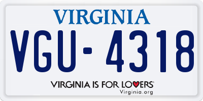 VA license plate VGU4318