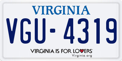 VA license plate VGU4319