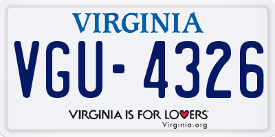 VA license plate VGU4326