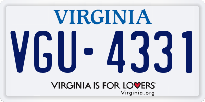VA license plate VGU4331
