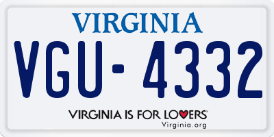 VA license plate VGU4332