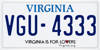 VA license plate VGU4333
