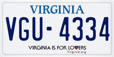 VA license plate VGU4334