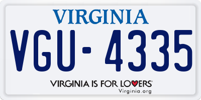 VA license plate VGU4335