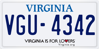 VA license plate VGU4342
