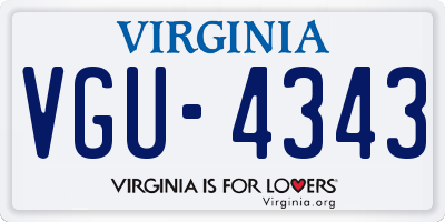 VA license plate VGU4343